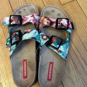 Unionbay Women's Floral Sandals - blue and pink